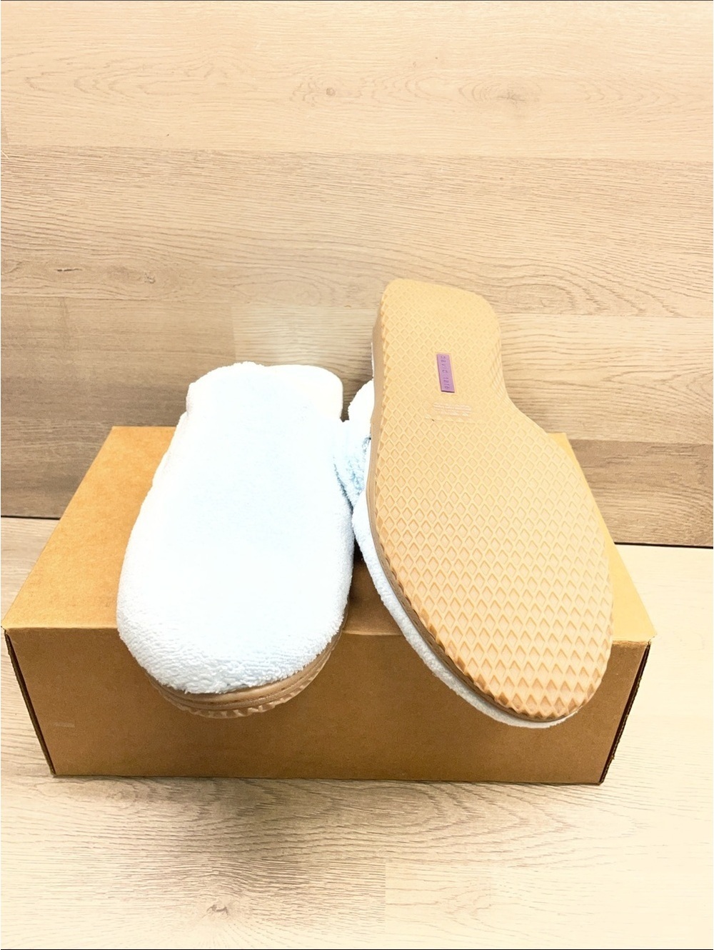 David Tate White Terry Cloth Slip-On Mules #175